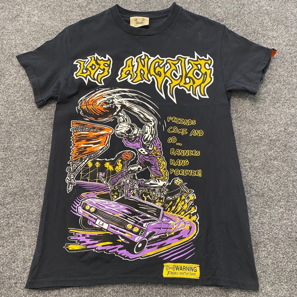 Brand X Los Angeles Lakers Friends Come Go Banners Hang Forever Shirt Mens Small